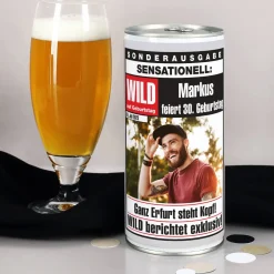 1l Bierdose - WILD auf Geburtstag - mit persönlichem Fotoaufdruck
