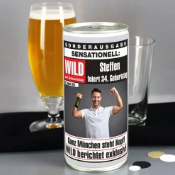 1l Bierdose - WILD auf Geburtstag - mit persönlichem Fotoaufdruck