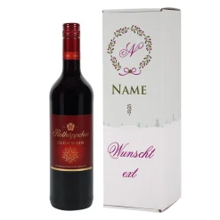 Leckerer Glühwein mit persönlicher Flaschenverpackung