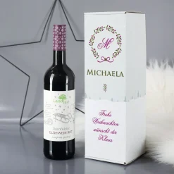Leckerer Glühwein mit persönlicher Flaschenverpackung
