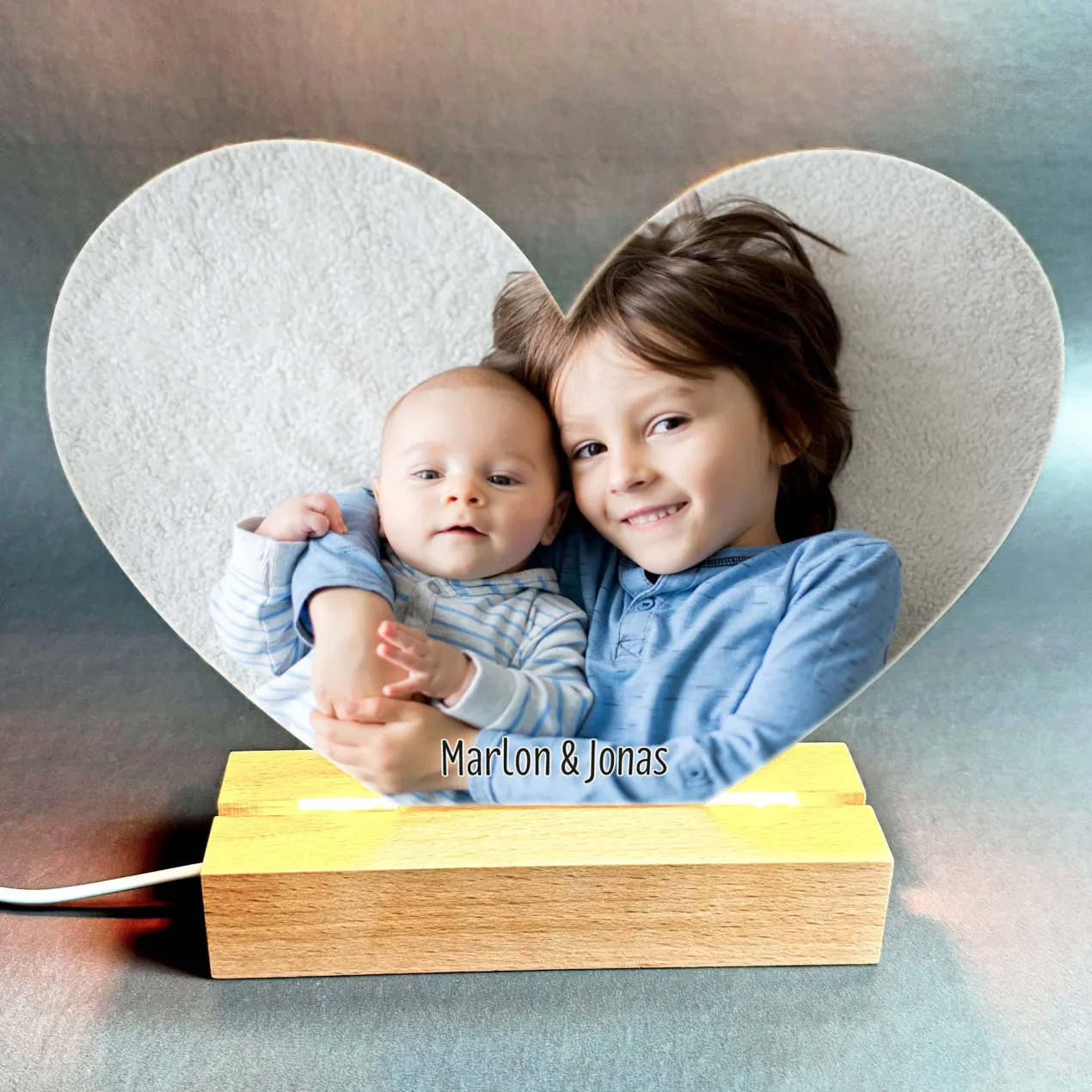 LED Acrylglas Licht Herz bedruckt mit Foto und Namen