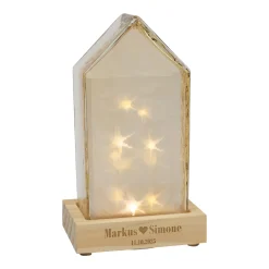 LED-Dekohaus von Leonardo – personalisiert mit Namen & Datum | Geschenk zur Hochzeit & Valentinstag