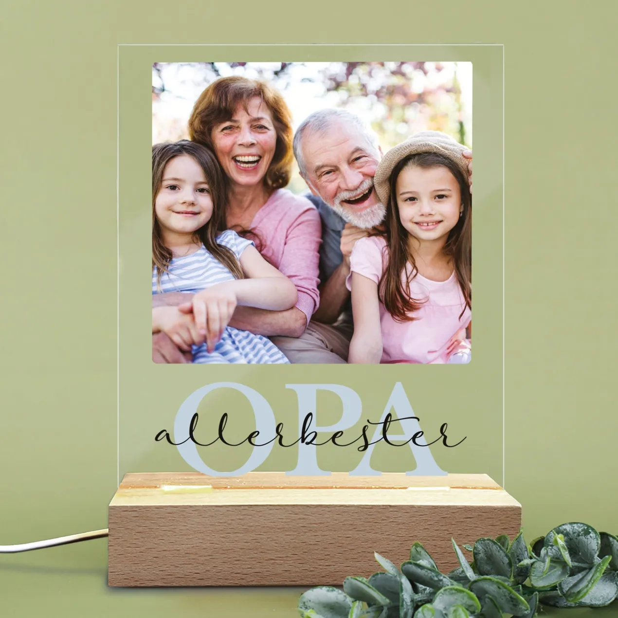 LED-Fotolampe für Opa mit eigenem Bild & Schriftzug | Geschenk für Opa