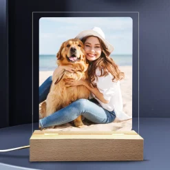 LED-Fotolampe personalisiert mit eigenem Lieblingsbild | Acrylglas & Holz