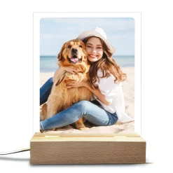 LED-Fotolampe personalisiert mit eigenem Lieblingsbild | Acrylglas & Holz