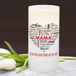 LED Kerze für die Mama mit Ihrem Wunschtext