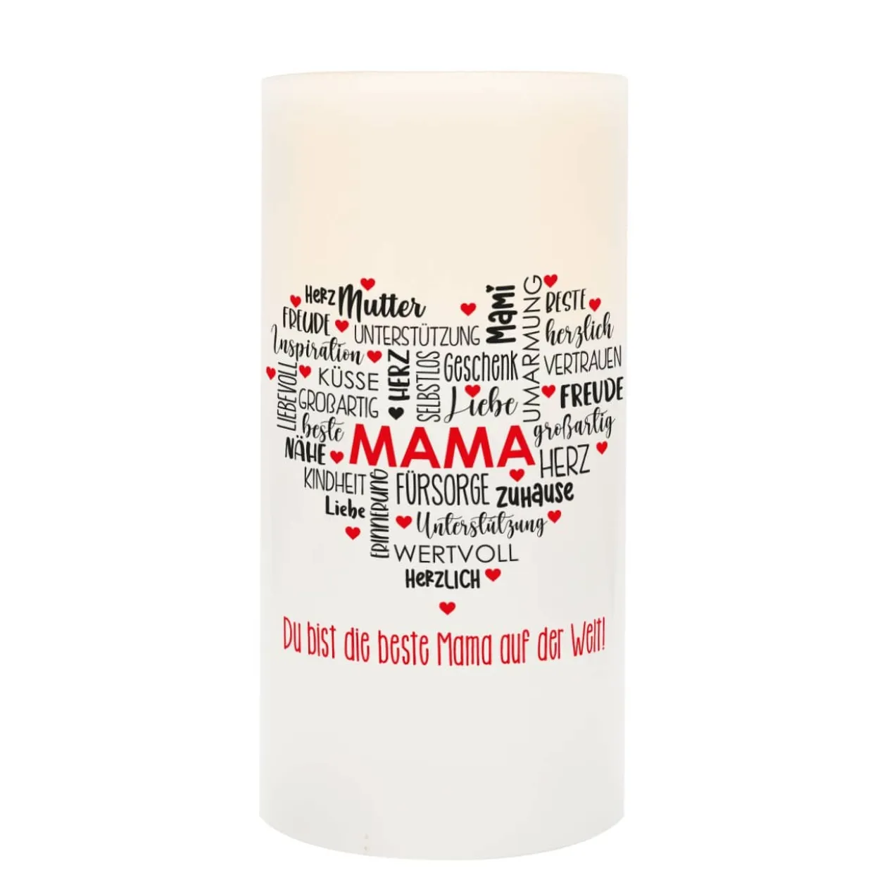 LED Kerze für die Mama mit Ihrem Wunschtext