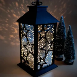 LED Laterne mit funkelnden Sternen | Weihnachtsdekoration