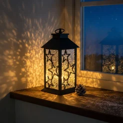 LED Laterne mit funkelnden Sternen | Weihnachtsdekoration