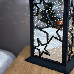 LED Laterne mit funkelnden Sternen | Weihnachtsdekoration