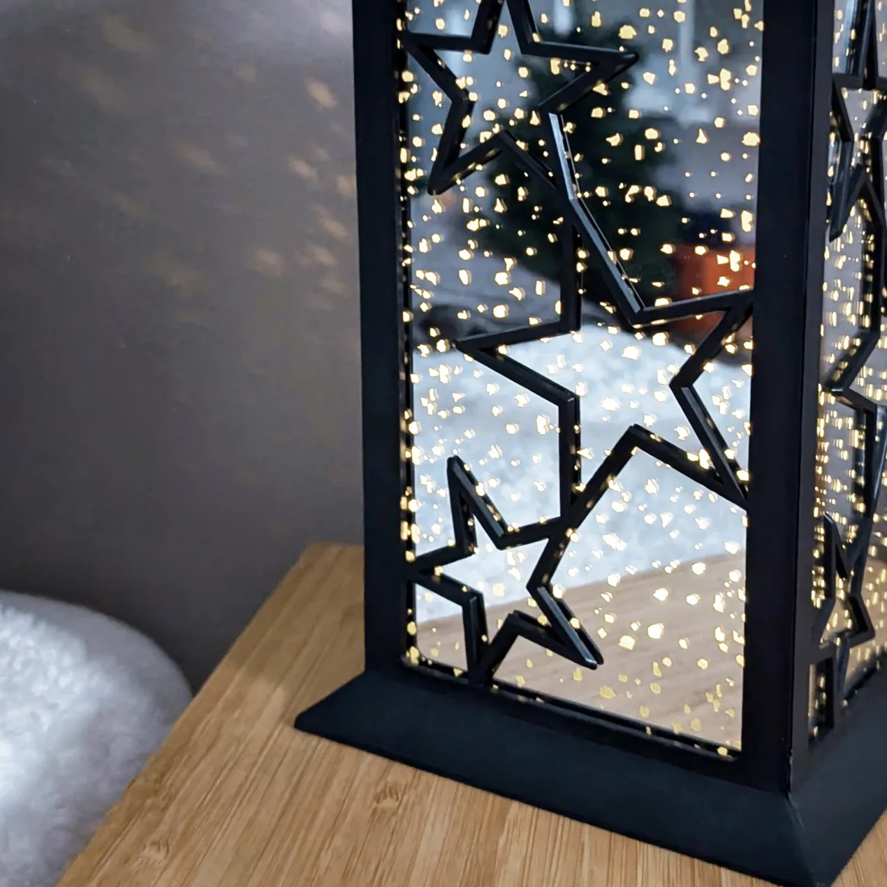 LED Laterne mit funkelnden Sternen | Weihnachtsdekoration