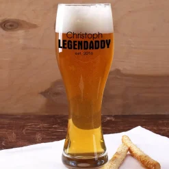 Legendaddy - Weizenbierglas mit Name und Jahr für Väter