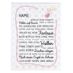 Leinwand für Mädchen bedruckt 30 x 40 cm mit Name und Spruch