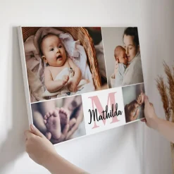 Leinwand - Name, Initial und 4 Fotos - in verschiedenen Größen