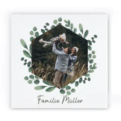 Leinwand 20x20cm mit Familienfoto und Eukalyptuskranz
