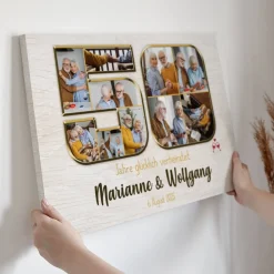Leinwand zur Goldenen Hochzeit mit 10 Fotos & Wunschtext, 60x40cm
