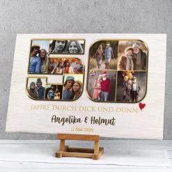 Leinwand zur Goldenen Hochzeit mit 10 Fotos & Wunschtext, 60x40cm