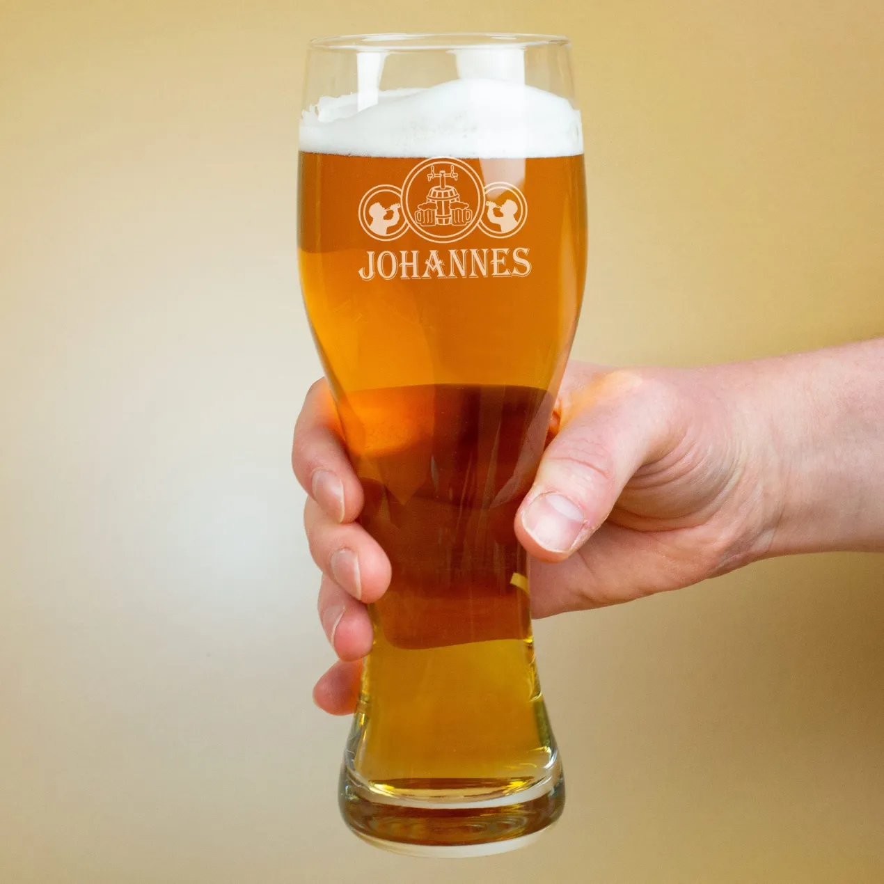 Leonardo Weizenbierglas mit Wunschnamen in zwei Größen