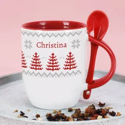Löffeltasse mit norwegischem Muster und Ihrem Wunschnamen