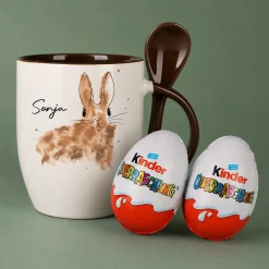 Löffeltasse mit Watercolor Hase und Ihrem Wunschnamen | Geschenk zu Ostern