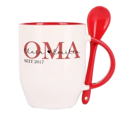 Löffeltasse - Oma seit - mit Wunschtext und Jahreszahl bedruckt