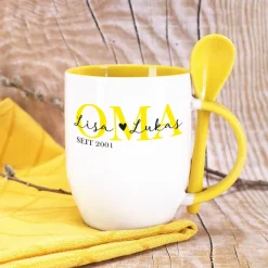 Löffeltasse - Oma seit - mit Wunschtext und Jahreszahl bedruckt