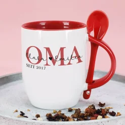 Löffeltasse - Oma seit - mit Wunschtext und Jahreszahl bedruckt