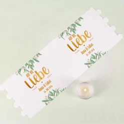 Lichthülle - Auf die Liebe - Tischdeko zur Hochzeit mit Name und Datum bedruckt