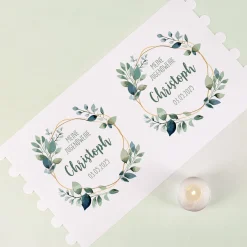 Lichthülle für Kerzen | Tischdeko zur Jugendweihe | 2 Größen | Personalisiert im Eukalyptus-Design