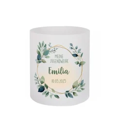 Lichthülle für Kerzen | Tischdeko zur Jugendweihe | 2 Größen | Personalisiert im Eukalyptus-Design