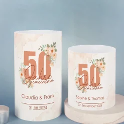 Lichthülle - 50 Jahre gemeinsam - als Tischdeko zur Goldenen Hochzeit