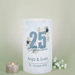 Lichthülle - 25 Jahre gemeinsam - als Tischdeko zur Silbernen Hochzeit