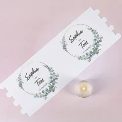 Lichthüllen zur Hochzeit mit Eukalyptus-Motiv, Namen und Datum, 2 Größen