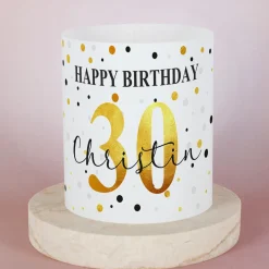 Lichthülle zum Geburtstag mit persönlichem Aufdruck in Schwarz-Gold
