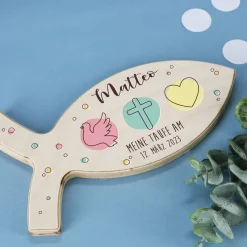 Liebe Glaube, Hoffnung - Holzfisch mit Ihren persönlichen Angaben