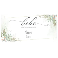 Liebe ist kein Wort, sondern ein Gefühl - romantisches Hochzeitsbanner mit Namen und Datum