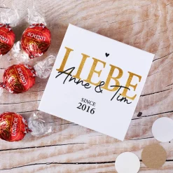 Liebe - 4 Lindorkugeln in persönlicher Verpackung zum Valentinstag