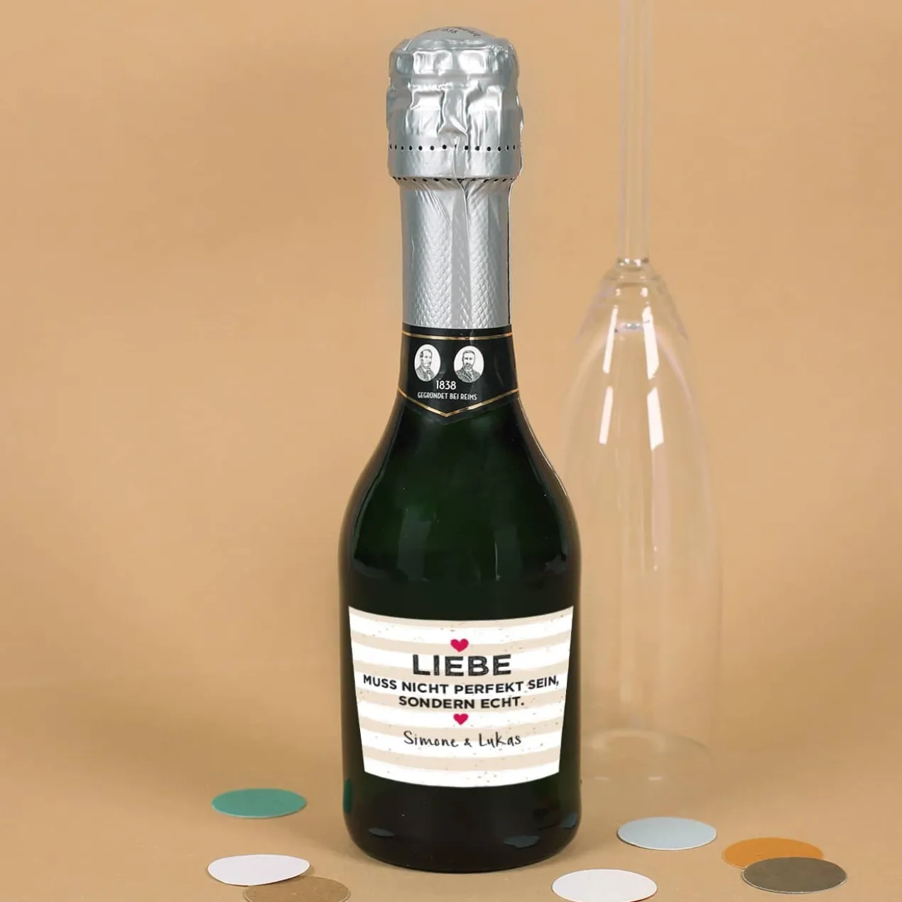 Liebe muss echt sein - kleiner Sekt mit persönlichem Etikett | Geldermann Flaschengärung