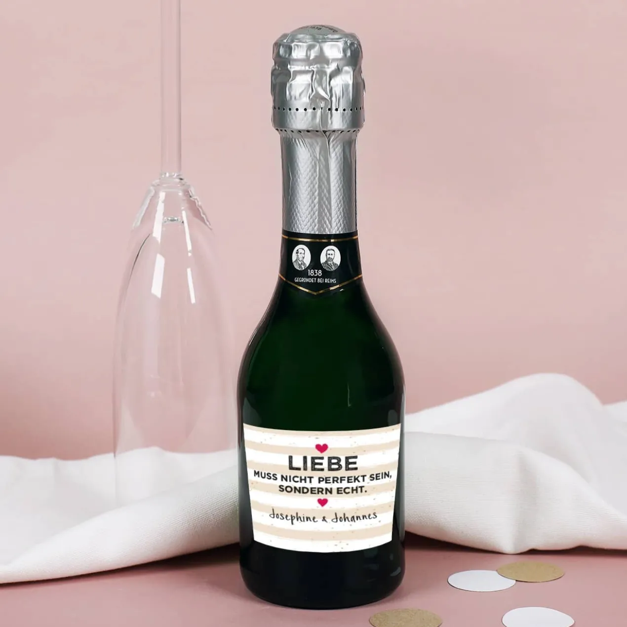 Liebe muss echt sein - kleiner Sekt mit persönlichem Etikett | Geldermann Flaschengärung