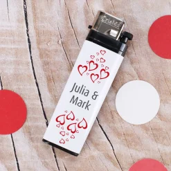 Liebes-Feuerzeug zur Hochzeit mit romantischen Aufkleber