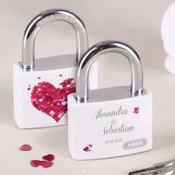 Liebesschloss von Abus mit Gravur von 2 Namen & Datum | Herz Motiv