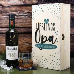 Lieblingsopa - Glenfiddich Whisky Geschenkset mit Whiskyglas in Holzbox