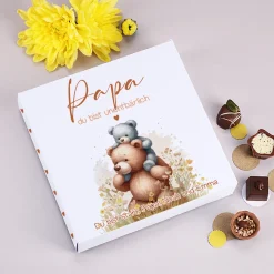 Lindt Pralinen als Geschenk für Papa zum Vatertag personalisiert mit Wunschtext und Bär Motiv