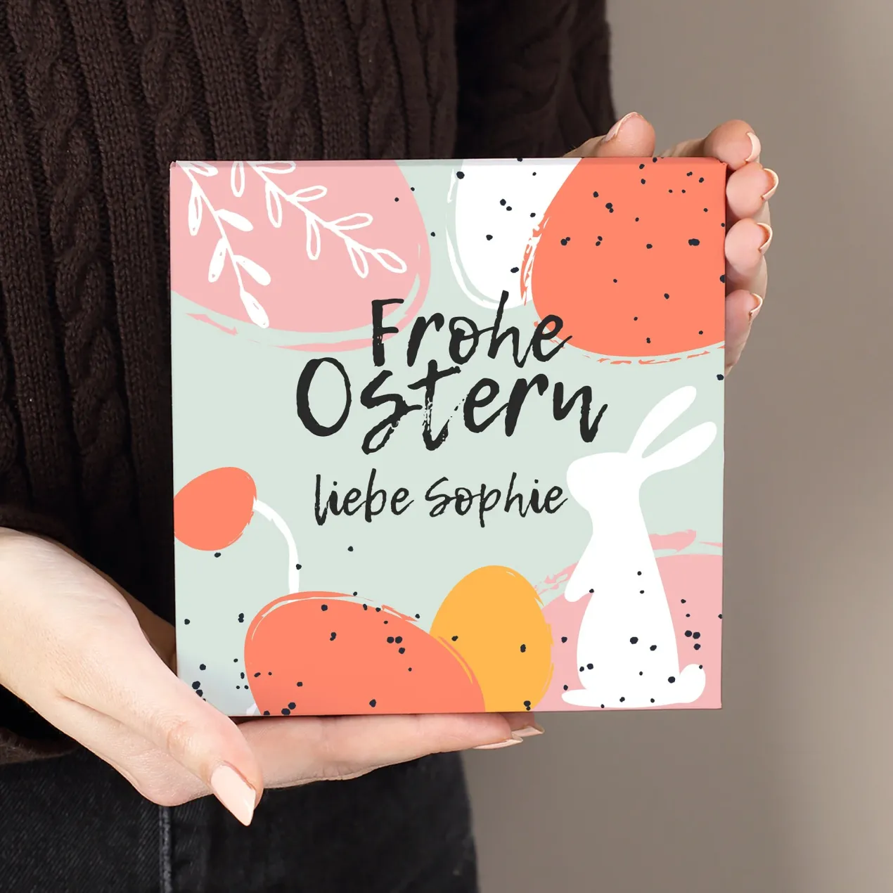 Lindt Pralinenbox 'Frohe Ostern' personalisiert mit Name | 100 g Mini-Pralinés als Ostergeschenk