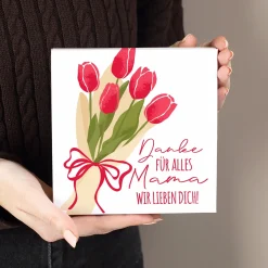 Lindt Pralinen 'Danke Mama' personalisiert mit Wunschtext & Tulpen Box | Geschenk zum Muttertag