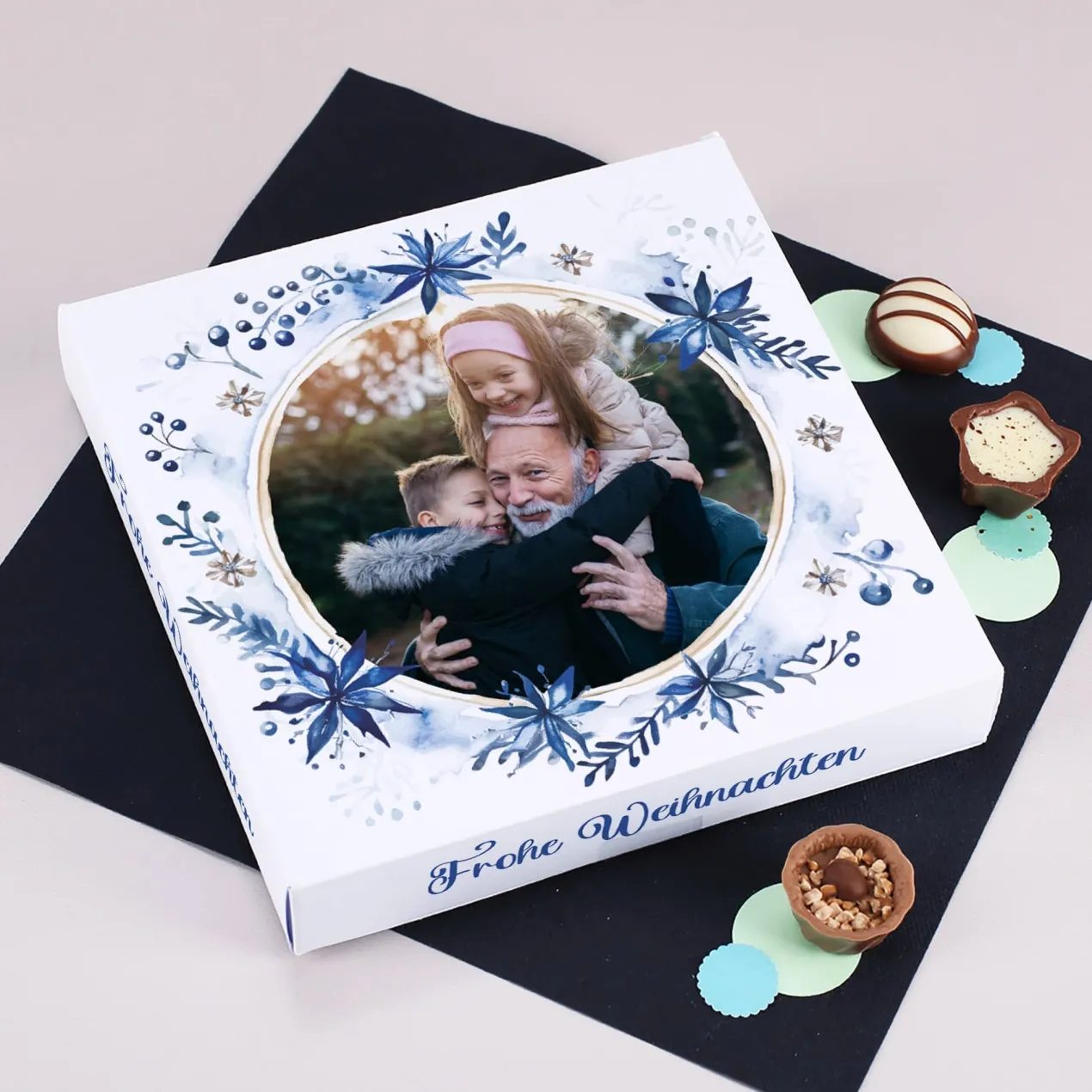 Lindt Pralinen mit Fotoaufdruck zu Weihnachten