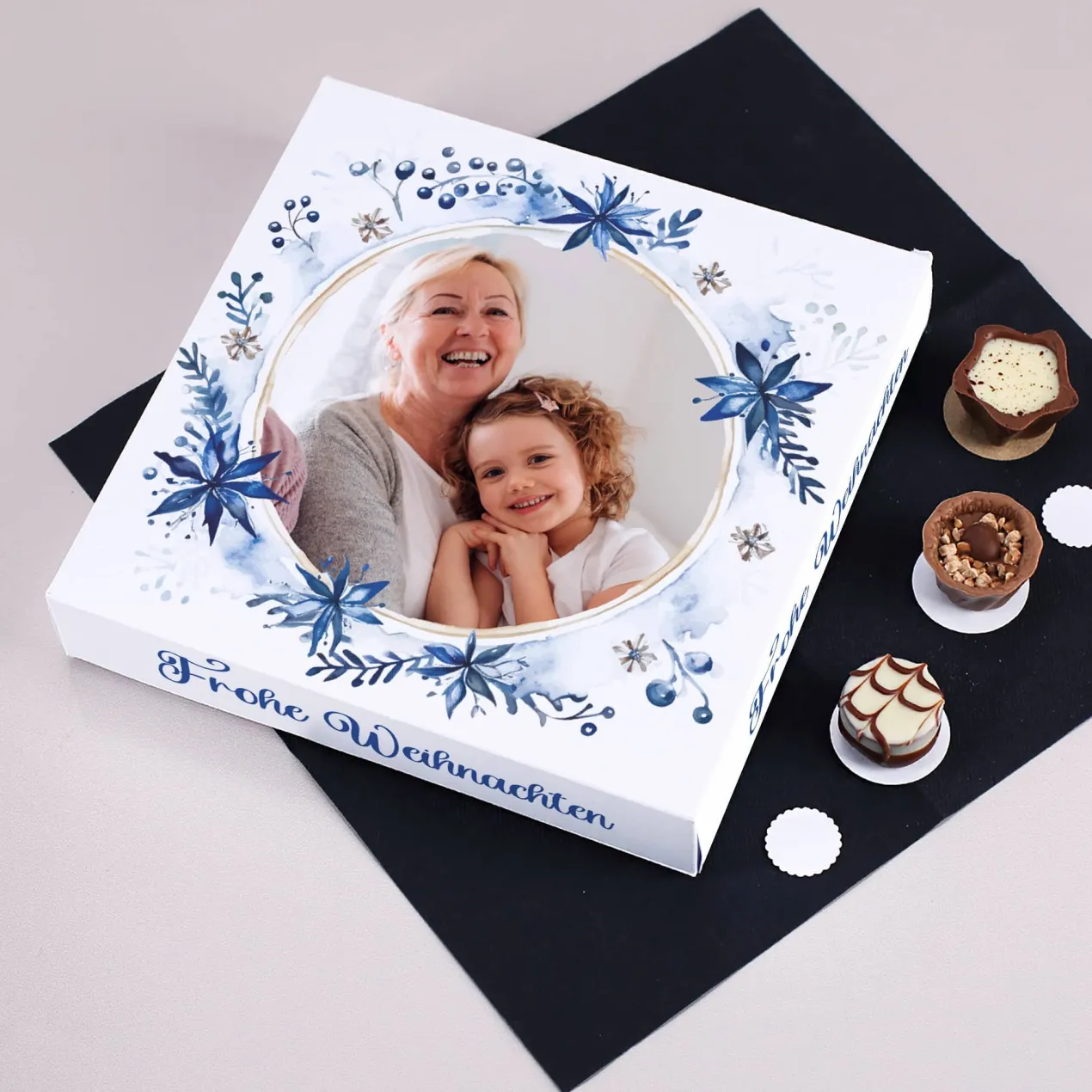 Lindt Pralinen mit Fotoaufdruck zu Weihnachten
