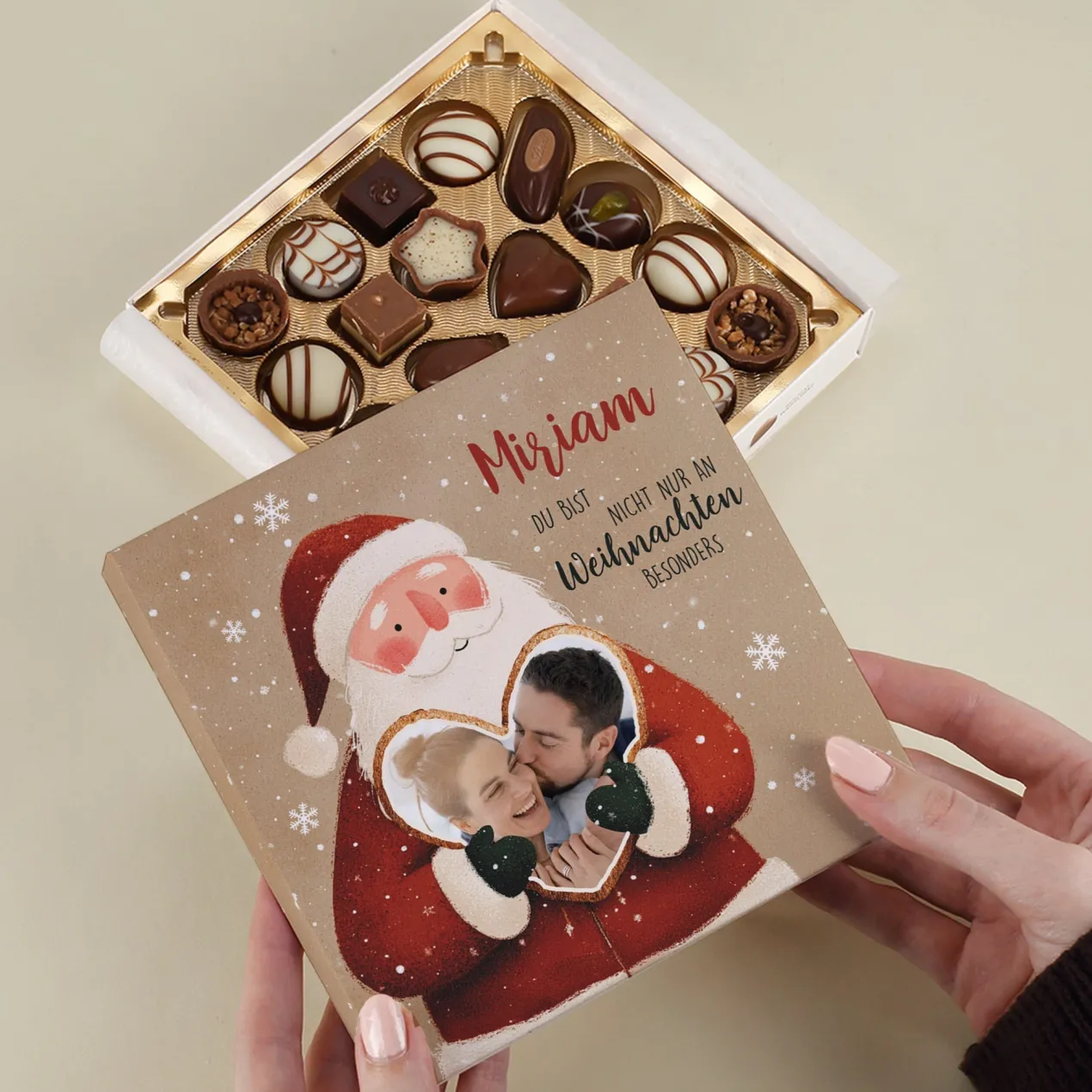 Lindt Pralinen mit Weihnachtsmann-Motiv personalisiert mit Foto & Name | Geschenk zu Weihnachten