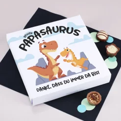 Lindt Pralinen personalisiert mit Wunschtext als Geschenk zum Vatertag für Papa | Bester Papasaurus
