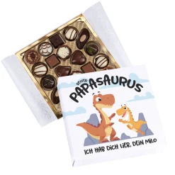 Lindt Pralinen personalisiert mit Wunschtext als Geschenk zum Vatertag für Papa | Bester Papasaurus